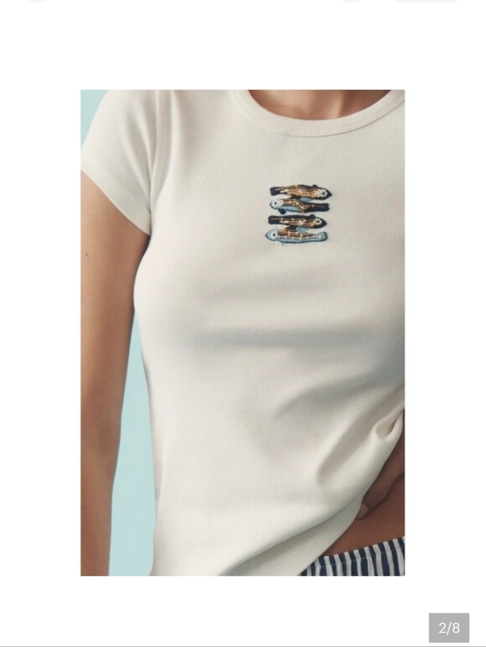 Maeve Embroidered Baby Tee in Cream